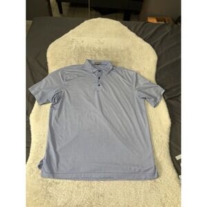Peter Millar Summer Comfort Mens Blue White Striped Golf Polo Shirt Size XL Logo